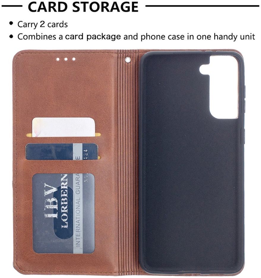 Samsung Galaxy S21 Plus Hoesje Wallet Book Case Geometrie Design Bruin afbeelding 7