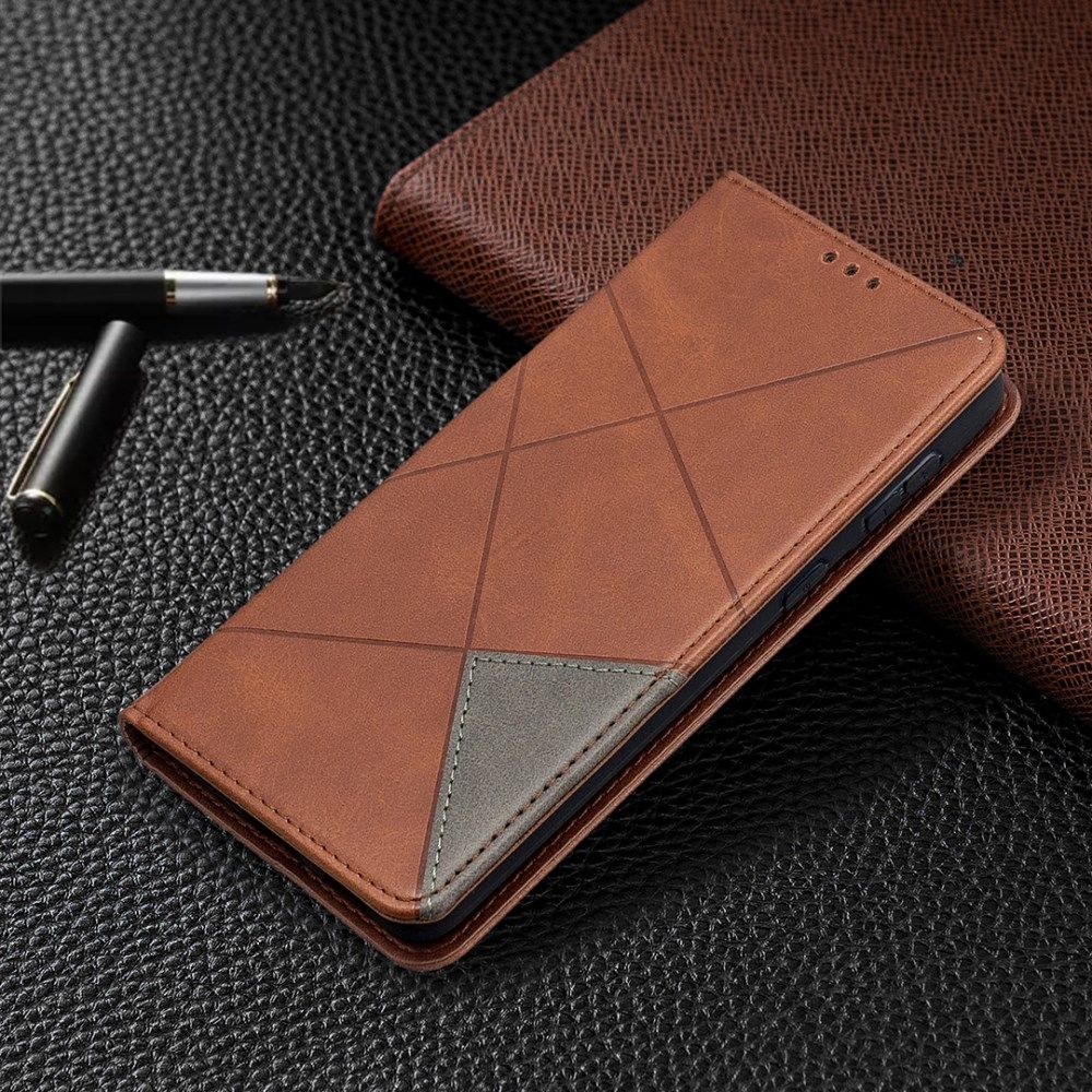 Samsung Galaxy S21 Plus Hoesje Wallet Book Case Geometrie Design Bruin afbeelding 8