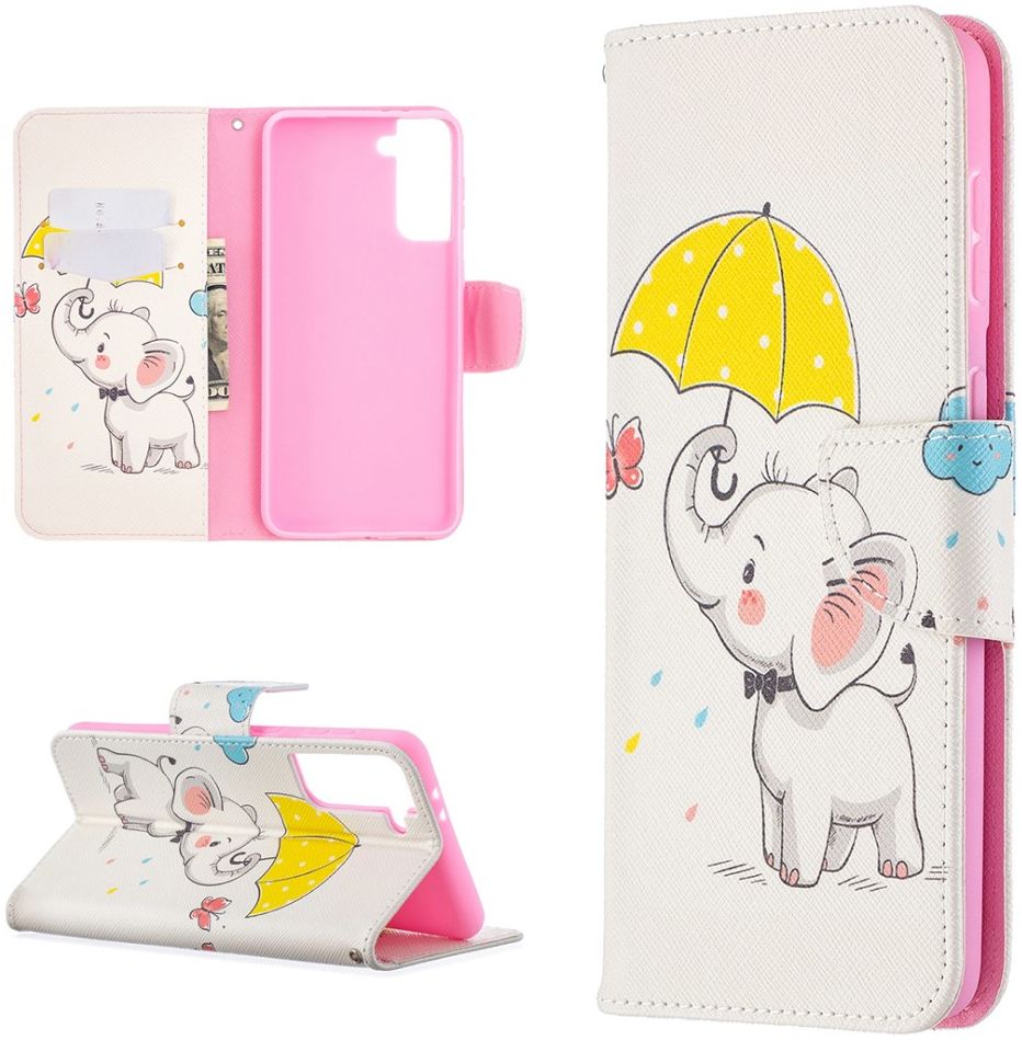 Samsung Galaxy S21 Plus Portemonnee Hoesje met Olifant Print afbeelding 6