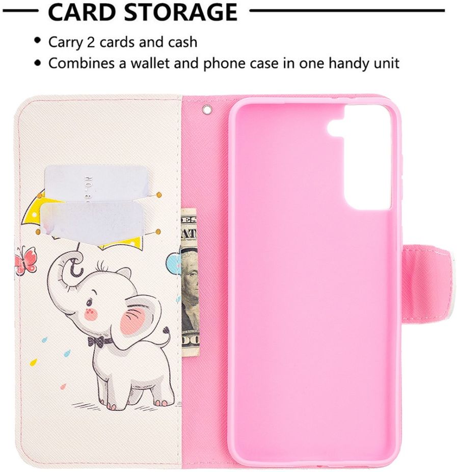 Samsung Galaxy S21 Plus Portemonnee Hoesje met Olifant Print afbeelding 3