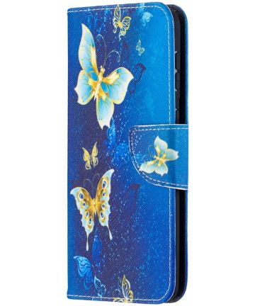 Samsung Galaxy S21 Plus Portemonnee Hoesje met Vlinders Print Blauw Hoesjes