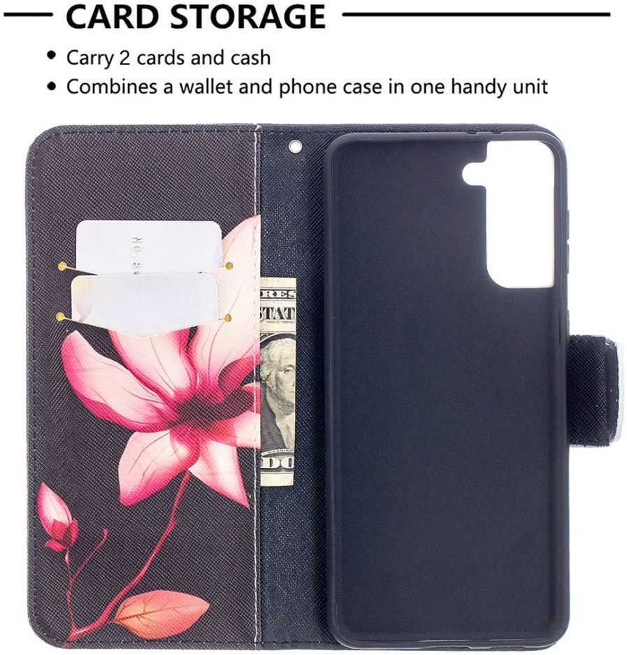Samsung Galaxy S21 Plus Portemonnee Hoesje met Bloemen Print afbeelding 3