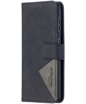 Samsung Galaxy S21 Hoesje Wallet Book Case Geometrisch Design Zwart Hoesjes