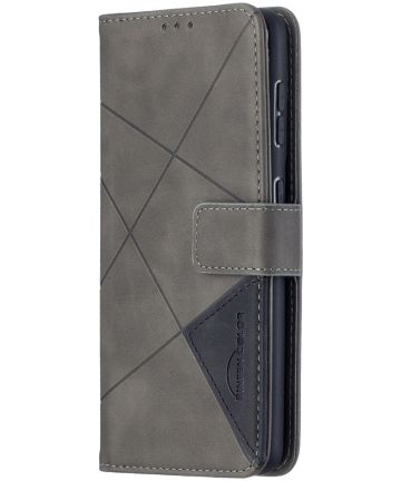 Samsung Galaxy S21 Hoesje Wallet Book Case Geometrisch Design Grijs Hoesjes