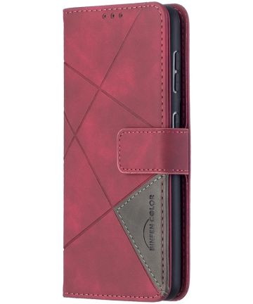 Samsung Galaxy S21 Hoesje Wallet Book Case Geometrisch Design Rood Hoesjes