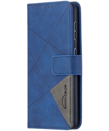 Samsung Galaxy S21 Hoesje Wallet Book Case Geometrisch Design Blauw Hoesjes