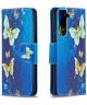 Samsung Galaxy S21 Portemonnee Hoesje met Blauwe Vlinder Print