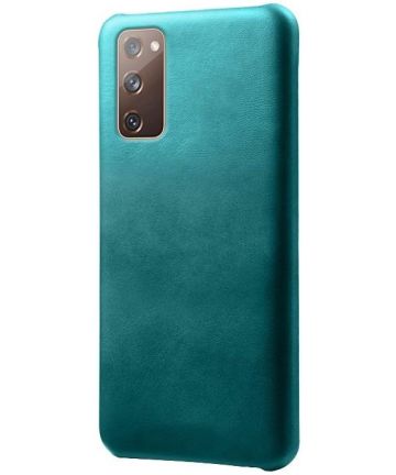 Samsung Galaxy S20 FE Hoesje Back Cover met Kunstleer Coating Groen Hoesjes