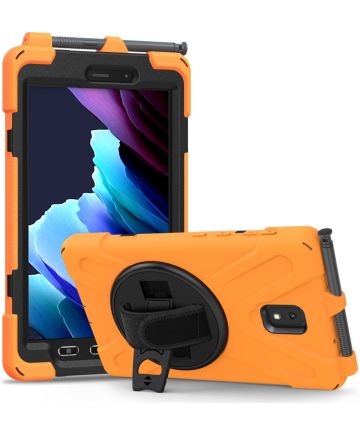 Samsung Galaxy Tab Active 3 Hoes met Kickstand en Handriem Oranje Hoesjes