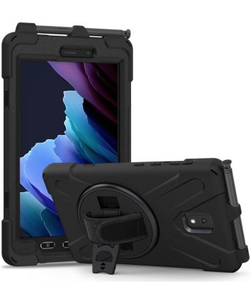 Samsung Tab Active 3 Hoes met Kickstand en Handriem Zwart Hoesjes