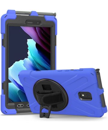 Samsung Galaxy Tab Active 3 Hoes met Kickstand en Handriem Blauw Hoesjes