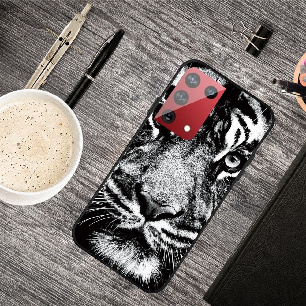 Samsung Galaxy S21 Ultra Hoesje Matte TPU Back Cover met Tijger Print afbeelding 2