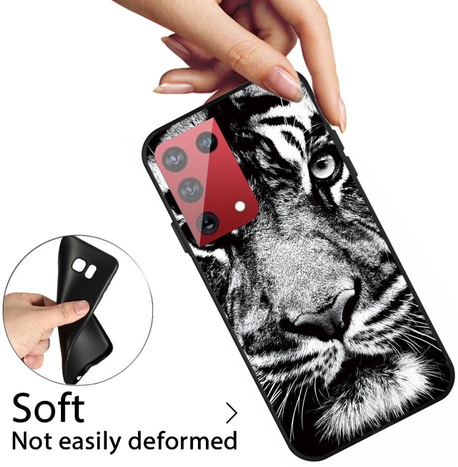 Samsung Galaxy S21 Ultra Hoesje Matte TPU Back Cover met Tijger Print afbeelding 3