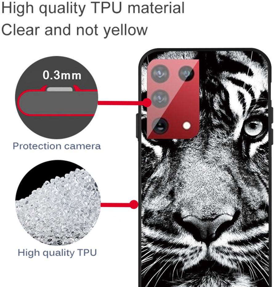 Samsung Galaxy S21 Ultra Hoesje Matte TPU Back Cover met Tijger Print afbeelding 4