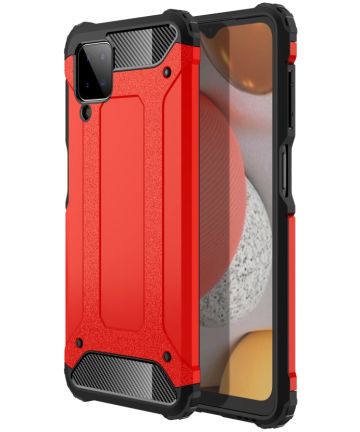 Samsung Galaxy A12 Hoesje Hybride Shock Proof Back Cover Rood Hoesjes