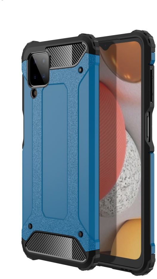 Samsung Galaxy A12 Hoesje Hybride Shock Proof Back Cover Blauw afbeelding 1
