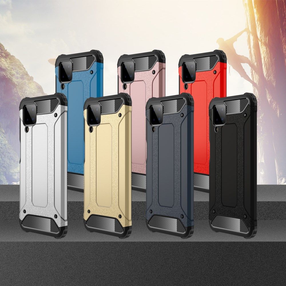 Samsung Galaxy A12 Hoesje Hybride Shock Proof Back Cover Blauw afbeelding 2