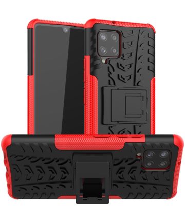 Samsung Galaxy A42 Hoesje Hybride Back Cover met Kickstand Rood Hoesjes