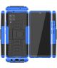 Samsung Galaxy A42 Hoesje Hybride Back Cover met Kickstand Blauw