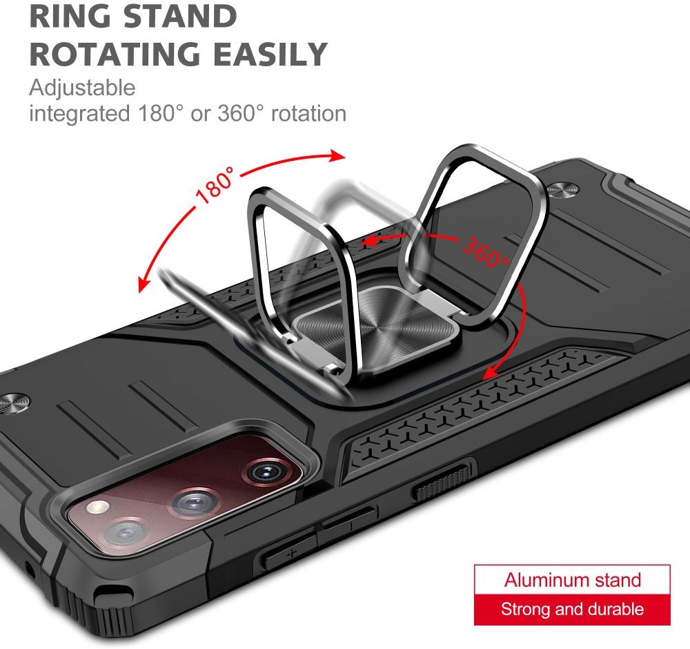 Samsung Galaxy S20 FE Hoesje Back Cover Shockproof met Kickstand Zwart afbeelding 5