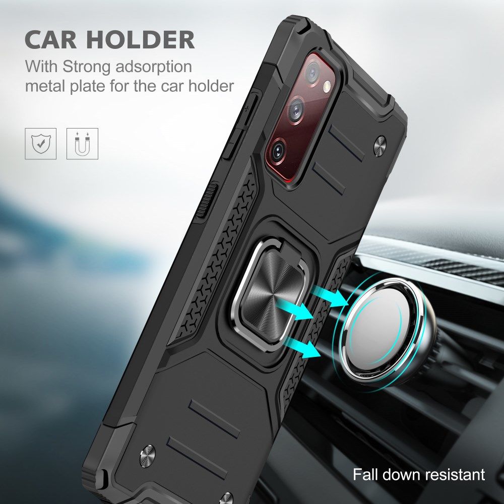 Samsung Galaxy S20 FE Hoesje Back Cover Shockproof met Kickstand Zwart afbeelding 3