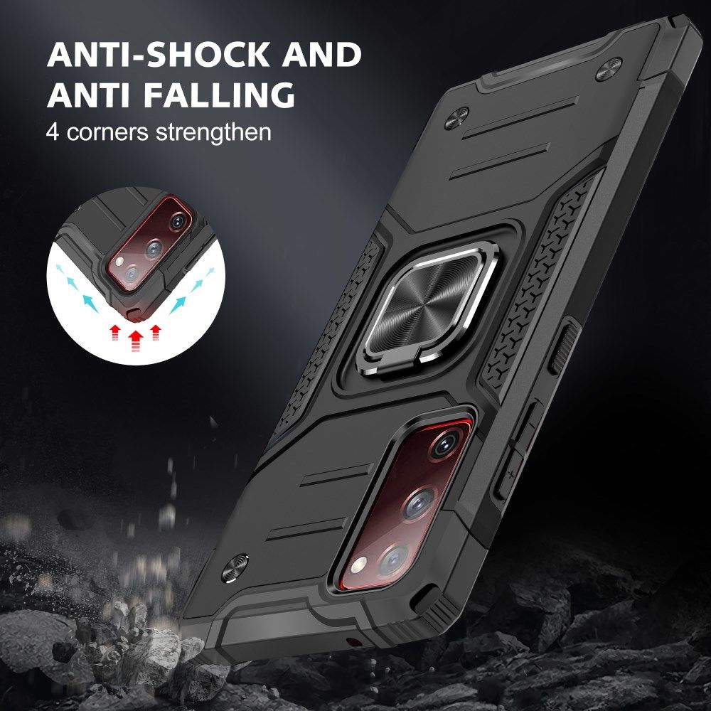 Samsung Galaxy S20 FE Hoesje Back Cover Shockproof met Kickstand Zwart afbeelding 6
