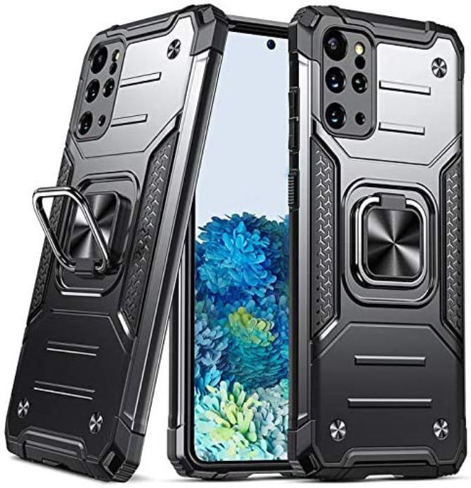 Samsung Galaxy S20 FE Hoesje Back Cover Shockproof met Kickstand Zwart afbeelding 1