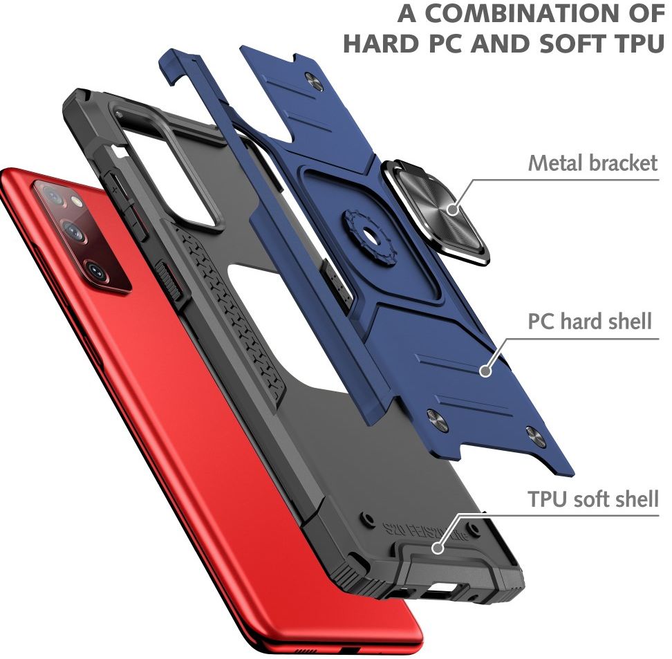 Samsung Galaxy S20 FE Hoesje Back Cover Shockproof met Kickstand Blauw afbeelding 4