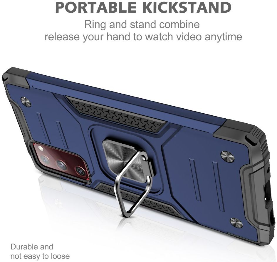 Samsung Galaxy S20 FE Hoesje Back Cover Shockproof met Kickstand Blauw afbeelding 2