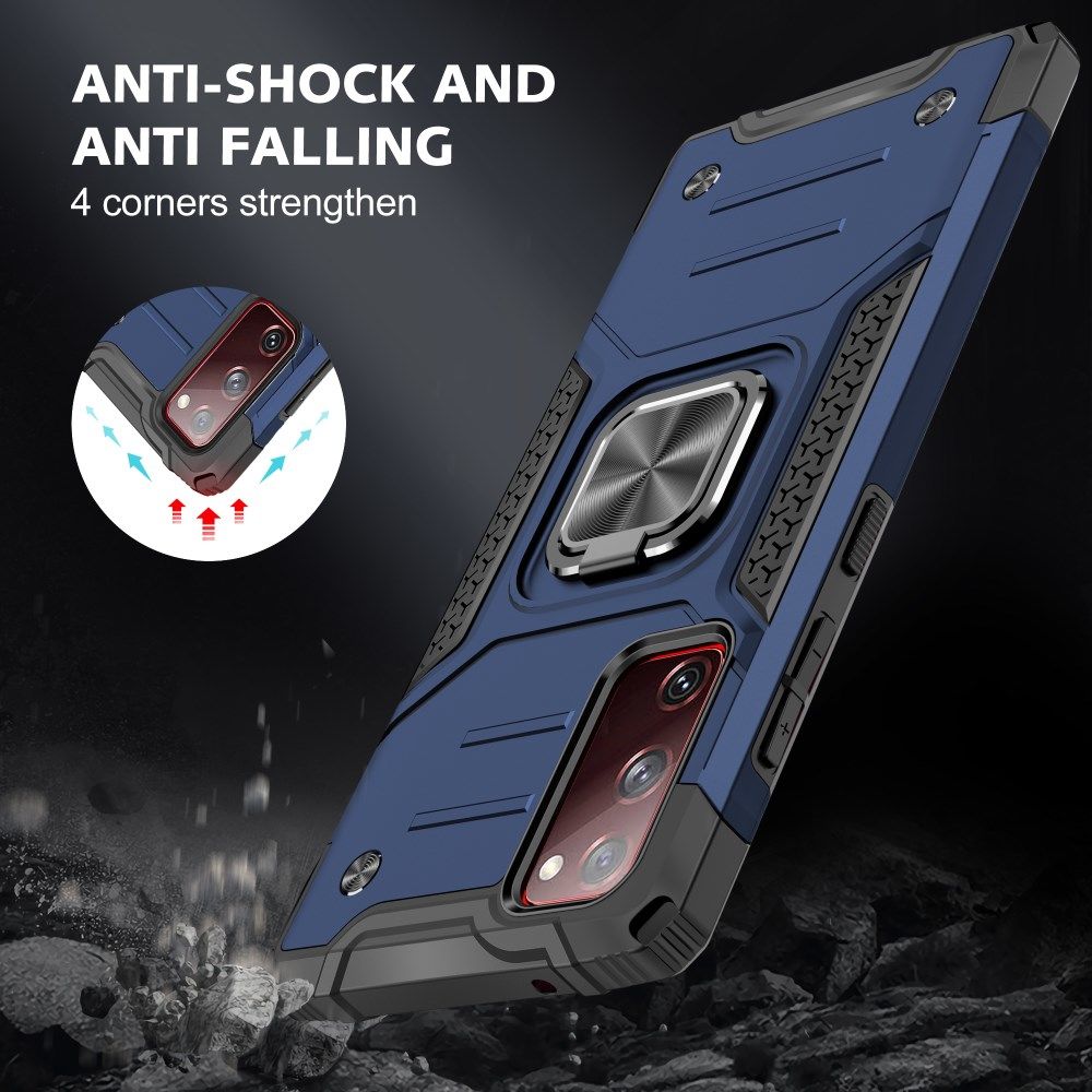 Samsung Galaxy S20 FE Hoesje Back Cover Shockproof met Kickstand Blauw afbeelding 6