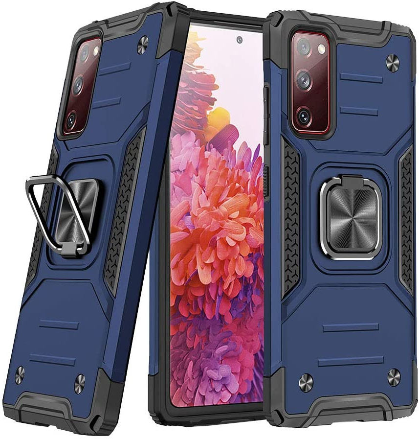 Samsung Galaxy S20 FE Hoesje Back Cover Shockproof met Kickstand Blauw afbeelding 1