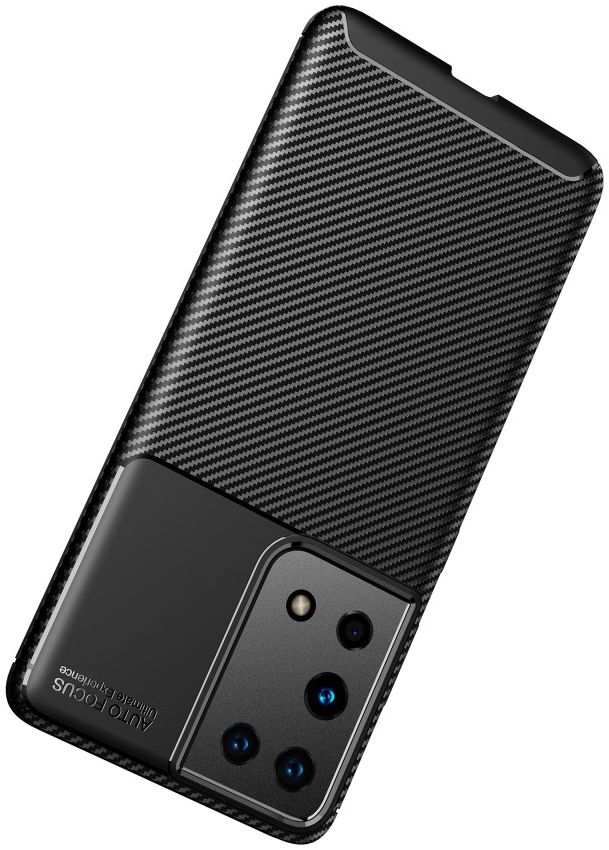 Samsung Galaxy S21 Ultra Hoesje Siliconen Carbon TPU Back Cover Zwart afbeelding 11