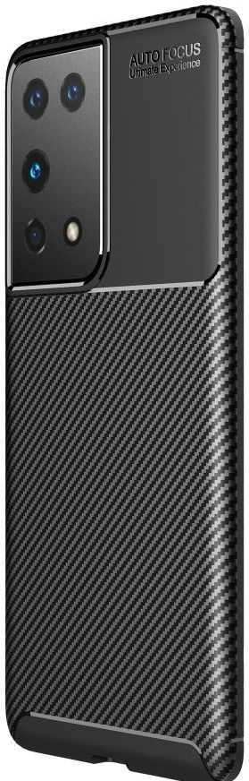 Samsung Galaxy S21 Ultra Hoesje Siliconen Carbon TPU Back Cover Zwart afbeelding 1