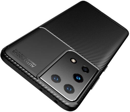 Samsung Galaxy S21 Ultra Hoesje Siliconen Carbon TPU Back Cover Zwart afbeelding 7