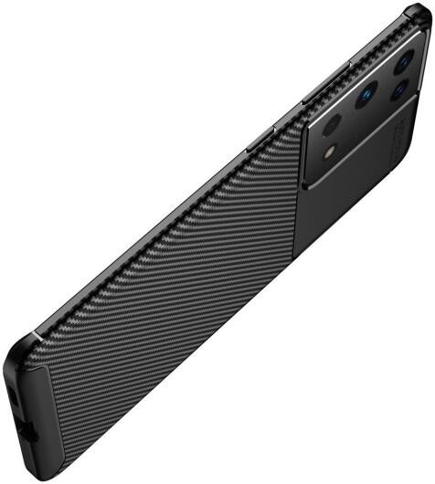 Samsung Galaxy S21 Ultra Hoesje Siliconen Carbon TPU Back Cover Zwart afbeelding 9