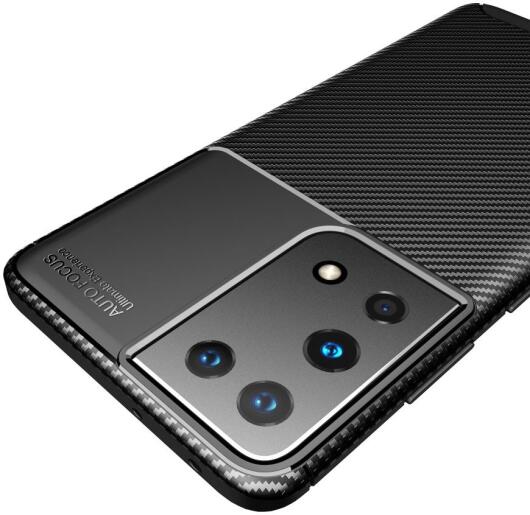 Samsung Galaxy S21 Ultra Hoesje Siliconen Carbon TPU Back Cover Zwart afbeelding 12