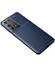 Samsung Galaxy S21 Ultra Hoesje Siliconen Carbon TPU Back Cover Blauw