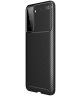 Samsung Galaxy S21 Plus Hoesje Siliconen Carbon TPU Back Cover Zwart