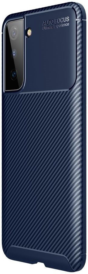 Samsung Galaxy S21 Plus Hoesje Siliconen Carbon TPU Back Cover Blauw afbeelding 1