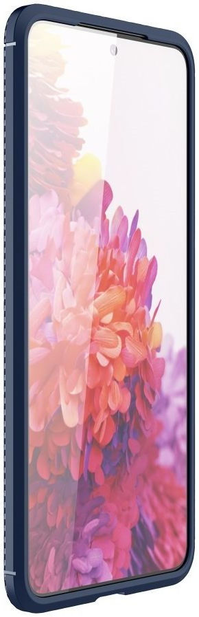 Samsung Galaxy S21 Plus Hoesje Siliconen Carbon TPU Back Cover Blauw afbeelding 2