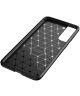 Samsung Galaxy S21 Hoesje Siliconen Carbon TPU Back Cover Zwart