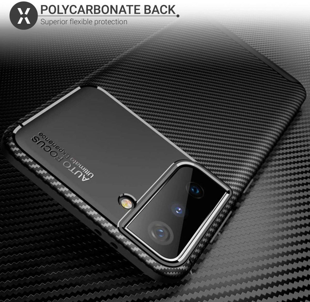 Samsung Galaxy S21 Hoesje Siliconen Carbon TPU Back Cover Zwart afbeelding 5