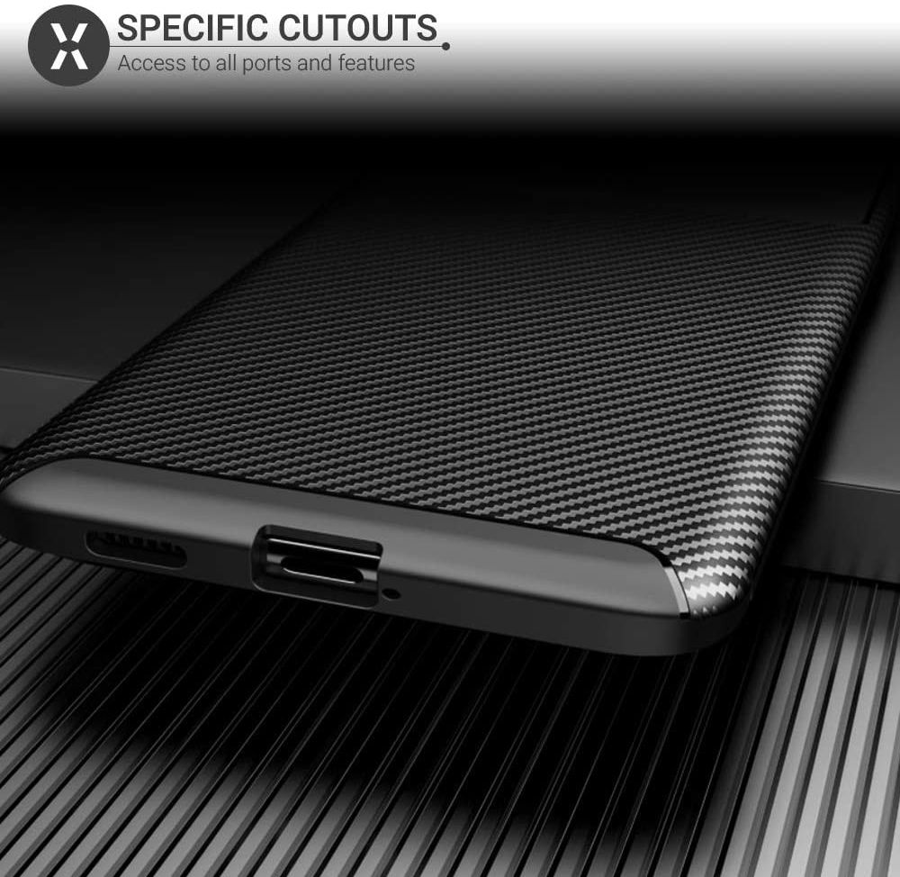 Samsung Galaxy S21 Hoesje Siliconen Carbon TPU Back Cover Zwart afbeelding 6