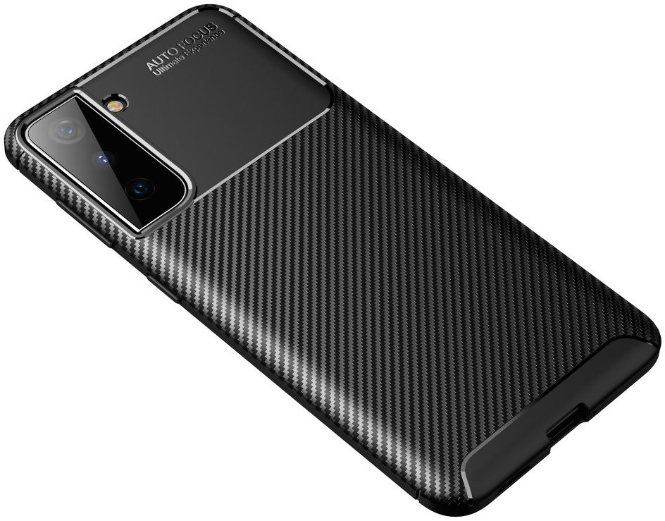 Samsung Galaxy S21 Hoesje Siliconen Carbon TPU Back Cover Zwart afbeelding 9