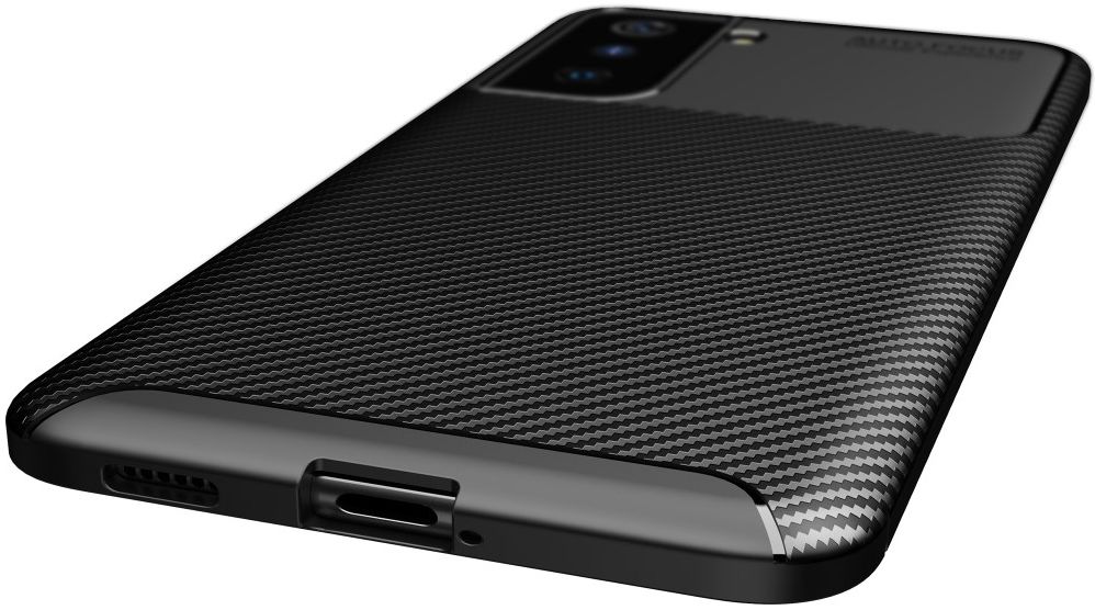 Samsung Galaxy S21 Hoesje Siliconen Carbon TPU Back Cover Zwart afbeelding 14