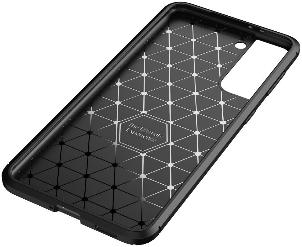 Samsung Galaxy S21 Hoesje Siliconen Carbon TPU Back Cover Zwart afbeelding 15
