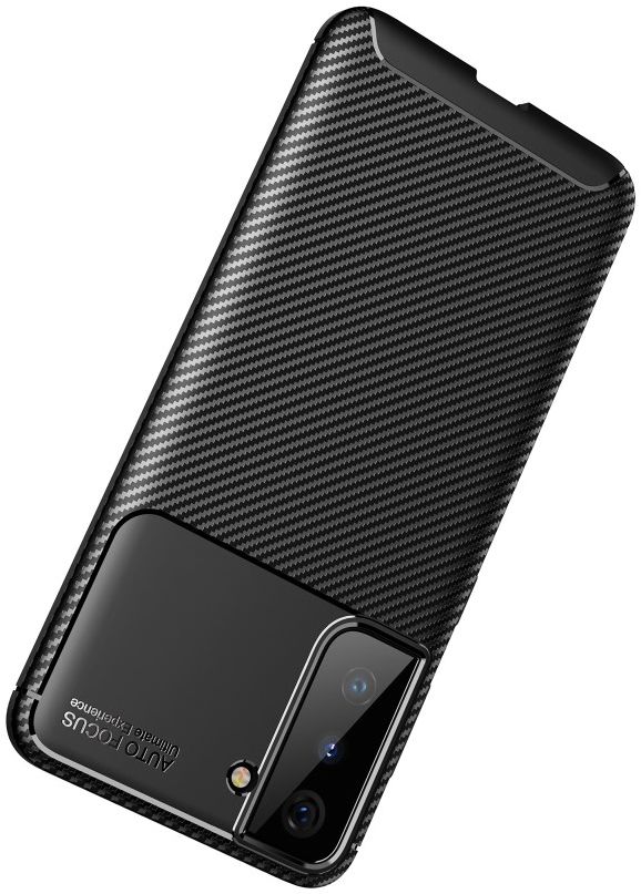 Samsung Galaxy S21 Hoesje Siliconen Carbon TPU Back Cover Zwart afbeelding 10