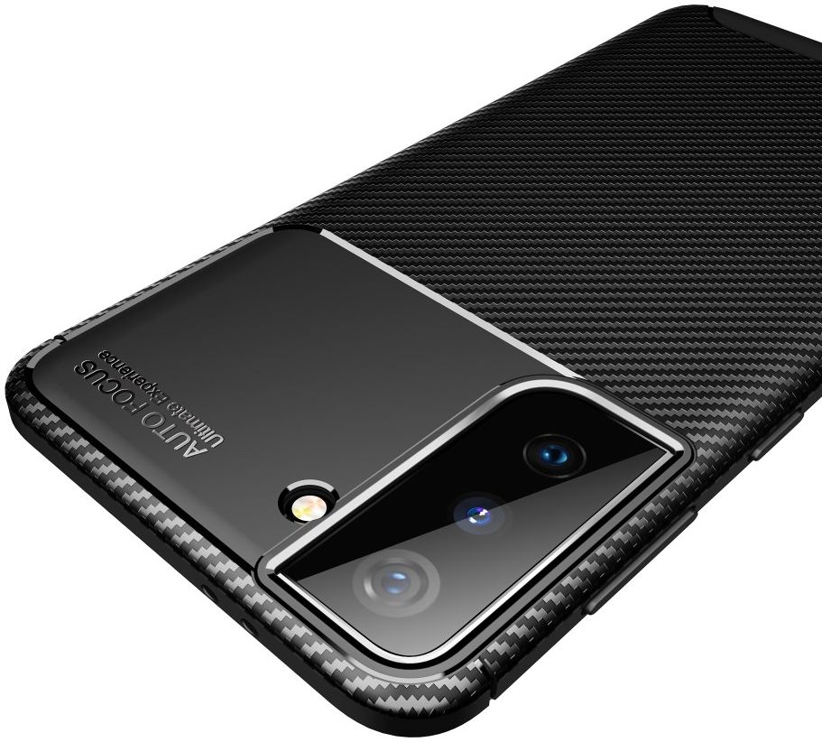Samsung Galaxy S21 Hoesje Siliconen Carbon TPU Back Cover Zwart afbeelding 12