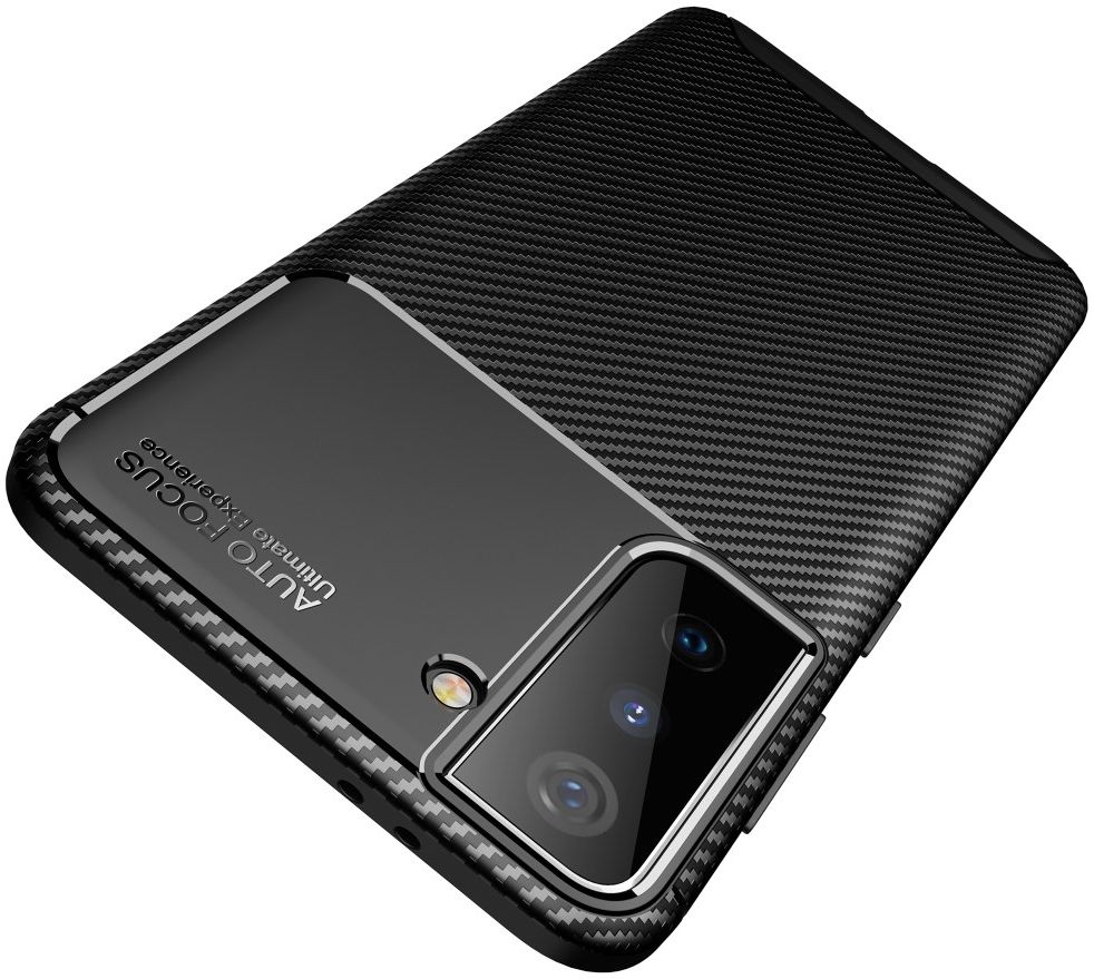 Samsung Galaxy S21 Hoesje Siliconen Carbon TPU Back Cover Zwart afbeelding 11