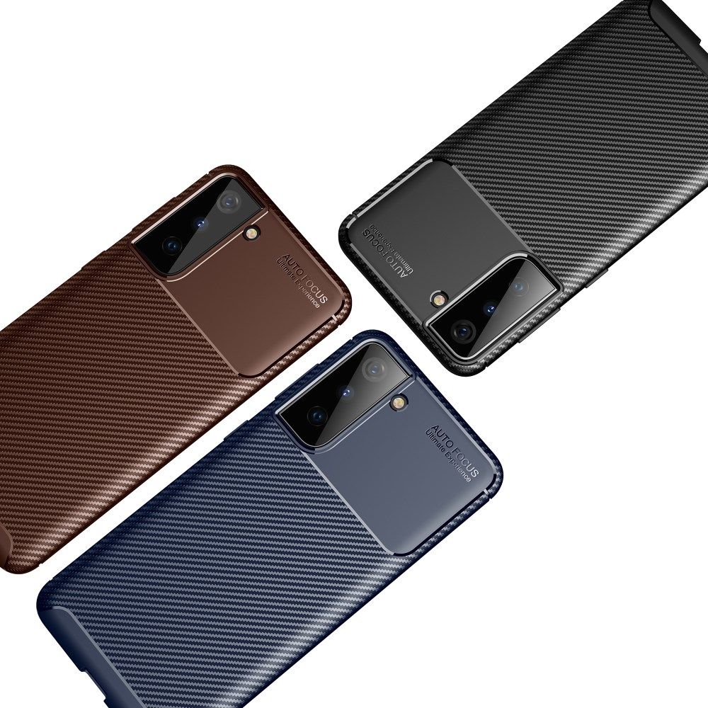 Samsung Galaxy S21 Hoesje Siliconen Carbon TPU Back Cover Zwart afbeelding 17